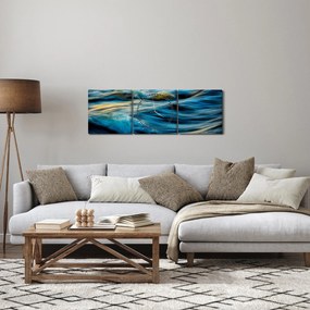 Obraz - Vlny (s hodinami) (90x30 cm)
