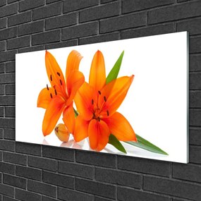 Obraz na skle Oranžové kvety 125x50 cm
