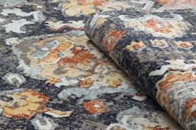 Moderný koberec MUNDO E0671 orientálny vintage outdoor čierny / rumena