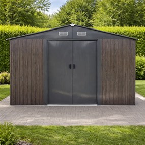 Záhradný domček BestBerg BBSH-1113WT / 13,3 m² / 342,5 x 389 x 202 cm / biele drevo/taupe