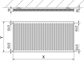 Mexen, panelový radiátor Mexen C11 900 x 2800 mm, bočné pripojenie, 3565 W, biely - W411-090-280-00