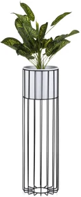 KOVOVÝ KVETINÁČ SO STOJANOM GLAM 70X20 CM BIELA/ČIERNA