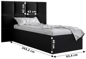 Jednolôžková posteľ s čalúneným čelom 90 cm Brittany 4 (biela matná + čierna) (s roštom). Vlastná spoľahlivá doprava až k Vám domov. 1046020