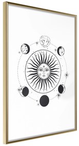 Artgeist Plagát - Moon Phases [Poster] Veľkosť: 40x60, Verzia: Zlatý rám s passe-partout