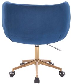 LuxuryForm DESIGN Kreslo MONTANA VELUR na zlaté podstave s kolieskami - modré