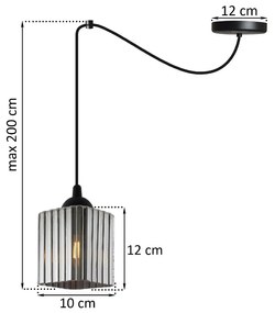 Závesné svietidlo Riffle Square Spider, 1x grafitové sklenené tienidlo, b