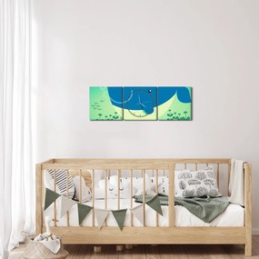 Obraz - Veselá veľryba v mori (s hodinami) (90x30 cm)