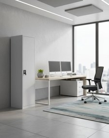 Úzka kovová kancelárska skriňa na dokumenty na kľúč Tokio Grey