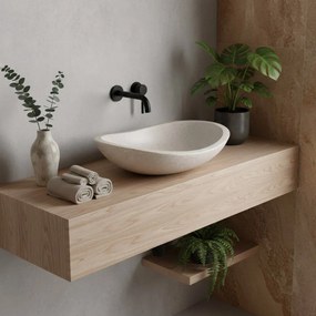 Rea Leona, kamenné umývadlo na dosku 465x370x125 mm, béžová-imitácia kameňa, REA-U3609