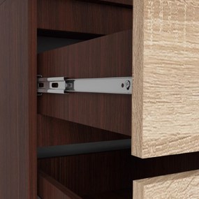 Šatníková skriňa Sagan (wenge + dub sonoma). Akcia -20%. Vlastná spoľahlivá doprava až k Vám domov. 1128808