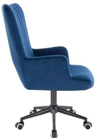 LuxuryForm DESIGN Kreslo AMADEO VELUR na čiernej podstave s kolieskami - modré