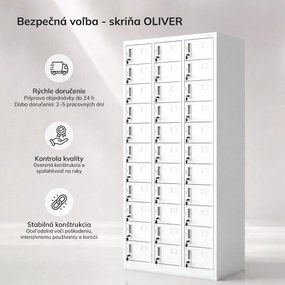 Biela zamestnanecká skrinka na osobné veci: OLIVER, 900 x 1850 x 450 mm