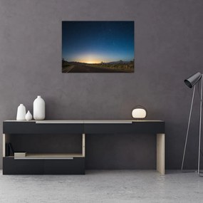 Sklenený obraz - Nočné nebo nad cestou (70x50 cm)