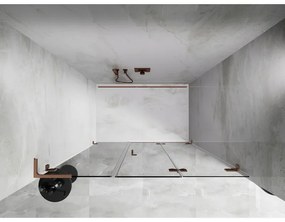 Mexen Lunar-F, L pravé skladacie sprchové dvere 130 cm, 8mm číre sklo, medený matný profil, 836SL-130-050-65-00-P