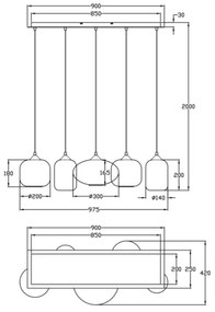 Fabas Luce 3627-48-126 - Luster na lanku GILLIS 5xE27/40W/230V šedá/čierna