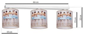 Detské stropné svietidlo Ballerina, 3x plastové tienidlo so vzorom, w