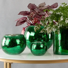 DEKORAČNÝ SKLENENÝ KVETINÁČ VERRE3 (3) (FI) 12X12 CM ZELENÉ