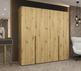 Šatníková skriňa 200 cm Alice 1 (dub artisan + čierna). Akcia -19%. Vlastná spoľahlivá doprava až k Vám domov. 1126113