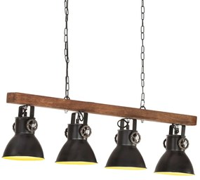vidaXL Industriálna stropová lampa čierna mangovník E27