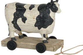 Dekorácie kravička strakatá na kolieskach - 14 * 7 * 12 cm