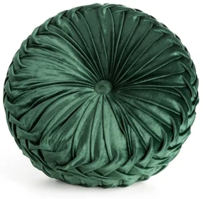 Dekorstudio Okrúhly vankúš VELVET95 v zelenej farbe - priemer 40cm