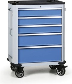 Pojazdný dielenský vozík na náradie G2, 5 zásuviek, modrá