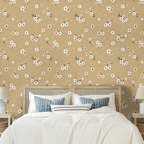 Samolepiaca tapeta kvetinové pole na béžovom pozadí