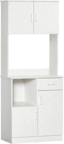 HOMCOM Kuchynský bufet Šatníková skriňa Multi-Storage 4 Dvere 1 Zásuvka Polica + Veľký Pracovný Plocha 71 x 41 x 178 cm Biela MDF | Aosom