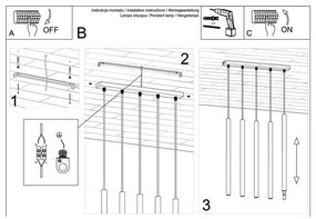 Čierne závesné svietidlo Sollux Fideus, dĺžka 45 cm