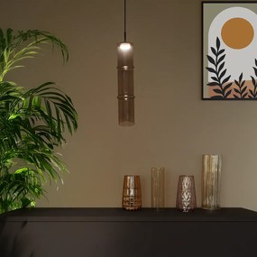 Závesné svietidlo Bato, 1x svetlohnedé sklenené tienidlo, b