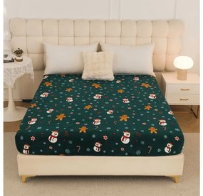 Plachta mikroplyš SNOWMAN AND GINGERBREAD 200x200 cm zelené