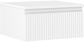 Mexen Rivel, kúpeľňová skrinka 50 cm s hornou časťou, 1 zásuvka, drážkovaná, biela matná, 91A20-05023-1-BFC01