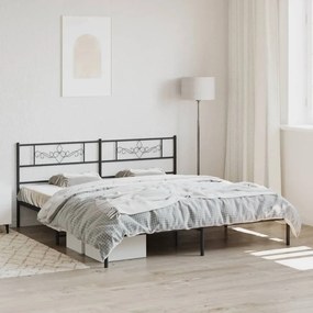 Kovový rám postele s čelom čierny 180x200 cm 355271