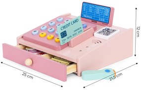 MULTISTORE Drevená pokladňa pre deti skener bankoviek mincí karta