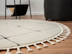 My Flair, Kusový koberec Moroccan Vision weiß kruh, 140x140 (priemer) kruh, čiernobiela, obývacia izba