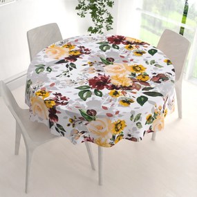 Biante Bavlnený okrúhly obrus Sandra SA-217 Veľké žlté kvety Ø 110 cm