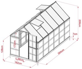 Záhradný polykarbonátový skleník CRAFTFIELD 3.64 m