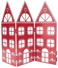 Vianočná kovová dekorácia Three houses červená, 68 x 39 x 2,5 cm