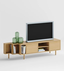 TV stolík v dekore duba v prírodnej farbe 189x50x44 cm Shift – Woodman