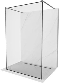 Mexen Kioto, sprchová zástena Walk-In 100 x 200 cm, 8mm sklo čierny vzor, grafitový profil, 800-100-002-66-70