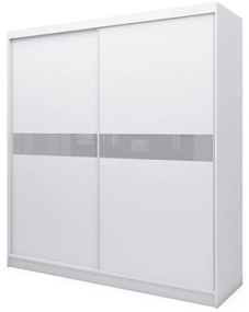 Skriňa s posuvnými dverami TANNA, biela / šedé sklo, 200x216x61
