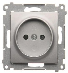 DG1Z/43 Zásuvka bez uzemnenia jednotlivý strieborný mat