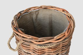 Veľký ratanový úložný kôš s povrazovými držadlami a textíliou, okrúhly - hnedý Rozmery (cm): priemer 65, v. 65