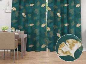 Biante Bavlnený záves Sandra SA-428 Ginkgo listy na petrolejovom 140x140 cm