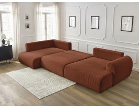 Menčestrová rozkladacia rohová pohovka v tehlovej farbe (pravý roh/do "U") Lucien – Bobochic Paris