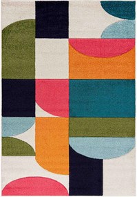 TA Viacfarebný geometrický abstraktný Koberec A098A CREAM/NAVY ATLANTA FMM Rozmer: 80x150 cm