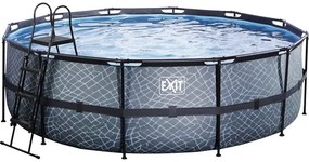 Nadzemný bazén rámový EXIT Stone Pool ø450 x 122 cm design kameň s pieskovou filtráciou a rebríkom