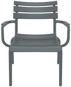 PARIS záhradné lounge kreslo s podrúčkami dark grey