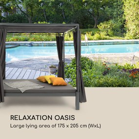 Blumfeldt Senator Lounge, záhradné lehátko, 188 x 208 x 205 cm, strieška proti slnku, sivé