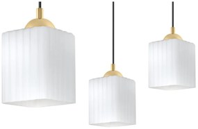 Závesné svietidlo Riffle Square, 6x biele sklenené tienidlo, b/g